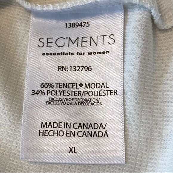 Seg'ments V Neck 3/4 Sleeve White Top Size XL - Picture 4 of 8